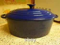 STAUB BASIX # 31 French Cast Iron BLUE Enameled 6 QT Oval Dutch Oven France