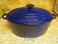 STAUB BASIX # 31 French Cast Iron BLUE Enameled 6 QT Oval Dutch Oven France