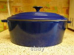 STAUB BASIX # 31 French Cast Iron BLUE Enameled 6 QT Oval Dutch Oven France