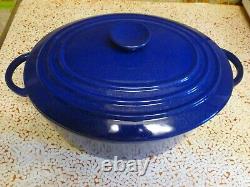 STAUB BASIX # 31 French Cast Iron BLUE Enameled 6 QT Oval Dutch Oven France