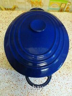 STAUB BASIX # 31 French Cast Iron BLUE Enameled 6 QT Oval Dutch Oven France