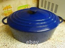 STAUB BASIX # 31 French Cast Iron BLUE Enameled 6 QT Oval Dutch Oven France