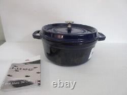 STAUB La Cocotte 24 Dark Blue Enamel Cast Iron Round Dutch Oven Made in France