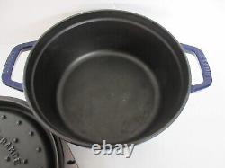 STAUB La Cocotte 24 Dark Blue Enamel Cast Iron Round Dutch Oven Made in France
