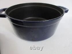 STAUB La Cocotte 24 Dark Blue Enamel Cast Iron Round Dutch Oven Made in France