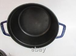 STAUB La Cocotte 24 Dark Blue Enamel Cast Iron Round Dutch Oven Made in France