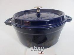 STAUB La Cocotte 24 Dark Blue Enamel Cast Iron Round Dutch Oven Made in France