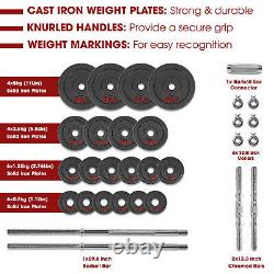 STOZM Dumbbell Set with Case 110lbs Versatile Pain Coated Set with Bar Options