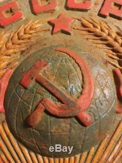 SUPER Rare CAST IRON Soviet Train Border Marker Coat of Arms 13 lb's Locomotive