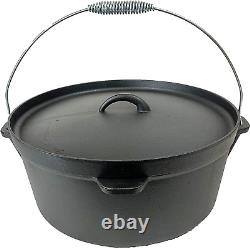 Seasoned 12 Quart DIA 14IN Cast Iron Dutch Oven Lip Lid