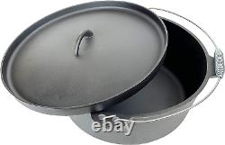 Seasoned 12 Quart DIA 14IN Cast Iron Dutch Oven Lip Lid