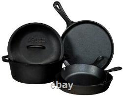 Seasoned Cast Iron 5 Piece Bundle, Griddle & Skillet, Kitchen, Durable Versatile