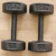 Set Pair Vintage York Cast Iron 20lb Roundhead Dumbbells Made In Usa