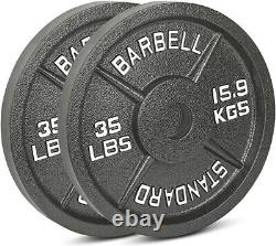 Set of 2 Cast Iron Olympic Weight Plates 2'' Olympic Plates, 2.5LB-45LB, PAIR