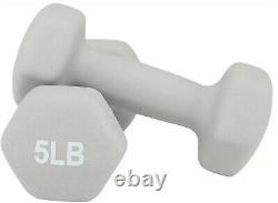 Set of 6 Cast Iron Dumbbells Neoprene Coating 3 Pairs 5 lb 10 lb 15 lb with Stand