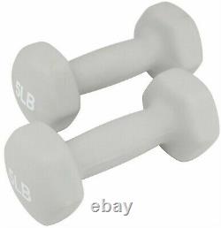 Set of 6 Cast Iron Dumbbells Neoprene Coating 3 Pairs 5 lb 10 lb 15 lb with Stand