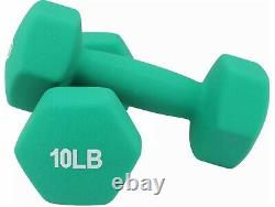 Set of 6 Cast Iron Dumbbells Neoprene Coating 3 Pairs 5 lb 10 lb 15 lb with Stand