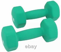 Set of 6 Cast Iron Dumbbells Neoprene Coating 3 Pairs 5 lb 10 lb 15 lb with Stand