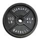Single 100 Lbs. Weight Plate Cast Iron Olympic Weights Weightlifting Gym Fitness