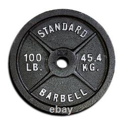 Single 100 lbs. Weight Plate Cast Iron Olympic Weights Weightlifting Gym Fitness