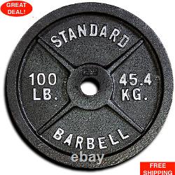 Single 100lb Weight Plate Cast Iron Olympic Weights Weightlifting Gym Fitness