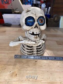 Skull Mechanical Piggy Bank Cast Iron Bone Collector 5+ LBS Patina Skeleton GIFT