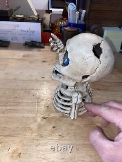 Skull Mechanical Piggy Bank Cast Iron Bone Collector 5+ LBS Patina Skeleton GIFT