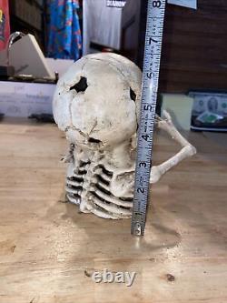 Skull Mechanical Piggy Bank Cast Iron Collector 5+ LBS Patina Skeleton Halloween