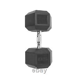 Solid Cast Iron Barbell 45lb 50lb 55lb-120lb Coated Hex Dumbbell Fitness, Single