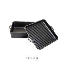 Square Preseasoned Cast Iron 13 In. Dutch Oven Chef Camp Cookware Accessory