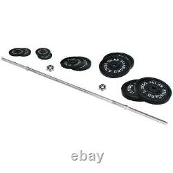 Standard Cast Iron Weight Set With 5 FT Standard Barbell and Star Locks 100 LBS