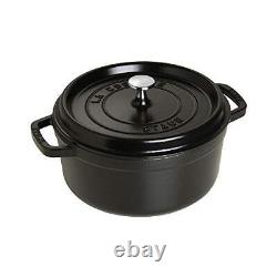 Staub Cast Iron 4-qt Round Cocotte Matte Black Made in France
