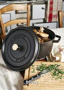 Staub Cast Iron 4-qt Round Cocotte Matte Black Made in France