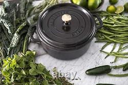 Staub Cast Iron 4-qt Round Cocotte Matte Black Made in France