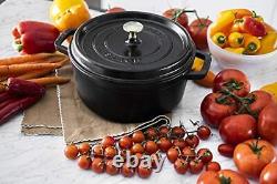 Staub Cast Iron 4-qt Round Cocotte Matte Black Made in France