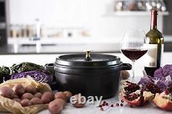 Staub Cast Iron 4-qt Round Cocotte Matte Black Made in France
