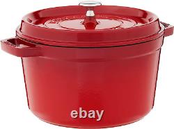 Staub Cast Iron Dutch Oven 5-Qt Tall Cocotte, Made in France, Serves 5-6, Cherry