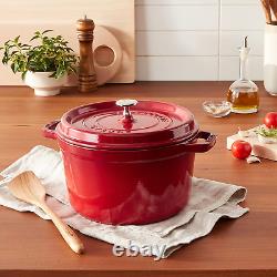 Staub Cast Iron Dutch Oven 5-Qt Tall Cocotte, Made in France, Serves 5-6, Cherry