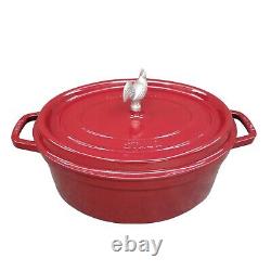 Staub Oval Cocotte Red Enamel Cast Iron Pot Dutch Oven with Lid 31 CM 12.25