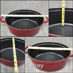 Staub Oval Cocotte Red Enamel Cast Iron Pot Dutch Oven with Lid 31 CM 12.25