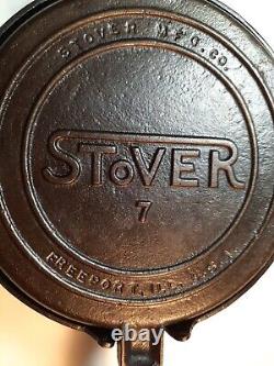 Stover Cast Iron Waffle Maker High Base #7 Restored & Seasoned