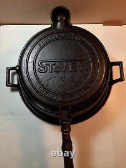 Stover Cast Iron Waffle Maker High Base #7 Restored & Seasoned