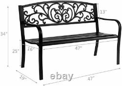 Sturdy Metal Cast Iron Patio Park Bench 50 Patio Park Outdoor Garden Bench