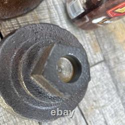 Three Salvage Cast Iron Fire Hydrant Nozzle Caps Candle Sticks, 17 Lbs Total