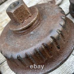 Three Salvage Cast Iron Fire Hydrant Nozzle Caps Candle Sticks, 17 Lbs Total