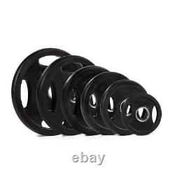 Titan Fitness 245 LB Set Black Grip Plates, Cast Iron and Rubber Coating, Sold a