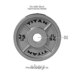 Titan Fitness 25 LB Cast Iron Olympic Plates, Sold In Pairs, Classic Plates