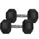 Titan Fitness 35 Lb Pair Free Weights, Black Rubber Coated Hex Dumbbell