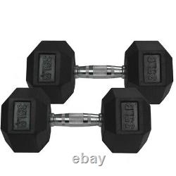 Titan Fitness 35 LB Pair Free Weights, Black Rubber Coated Hex Dumbbell