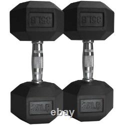 Titan Fitness 35 LB Pair Free Weights, Black Rubber Coated Hex Dumbbell